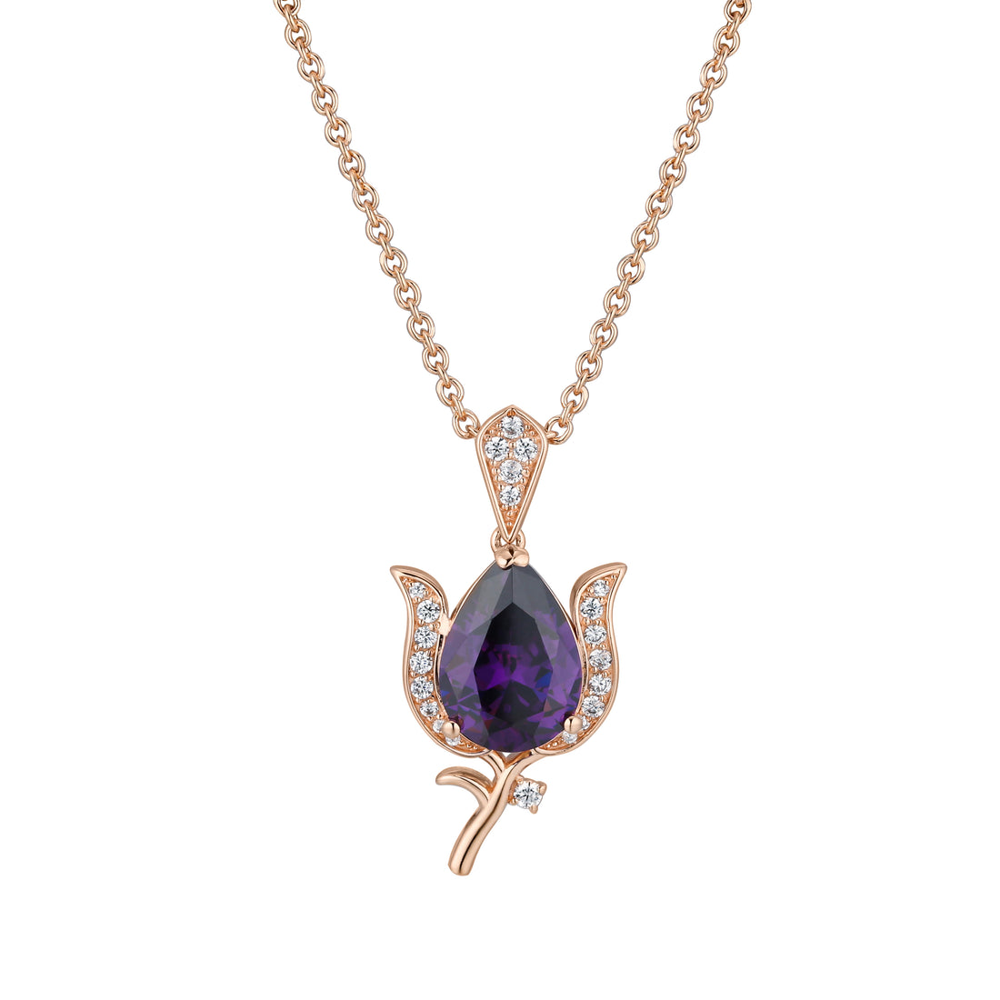 Royal Amethyst Tulip Blossom Necklace