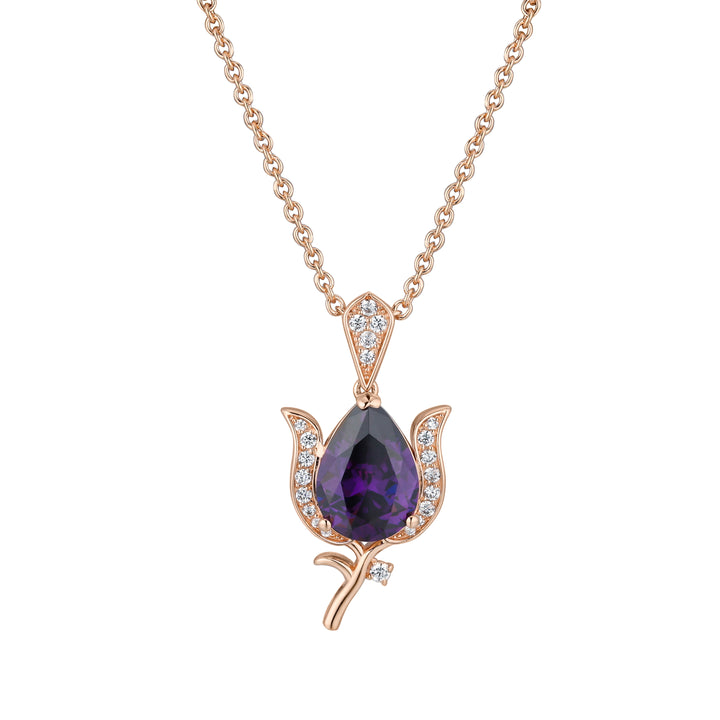 Royal Amethyst Tulip Blossom Necklace