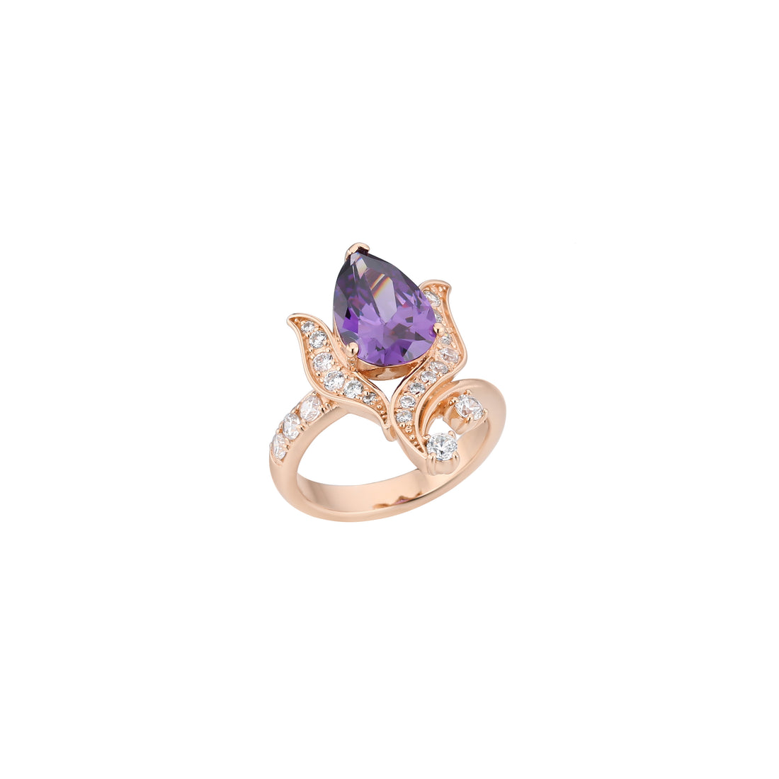Majestic Amethyst Tulip Crown Ring